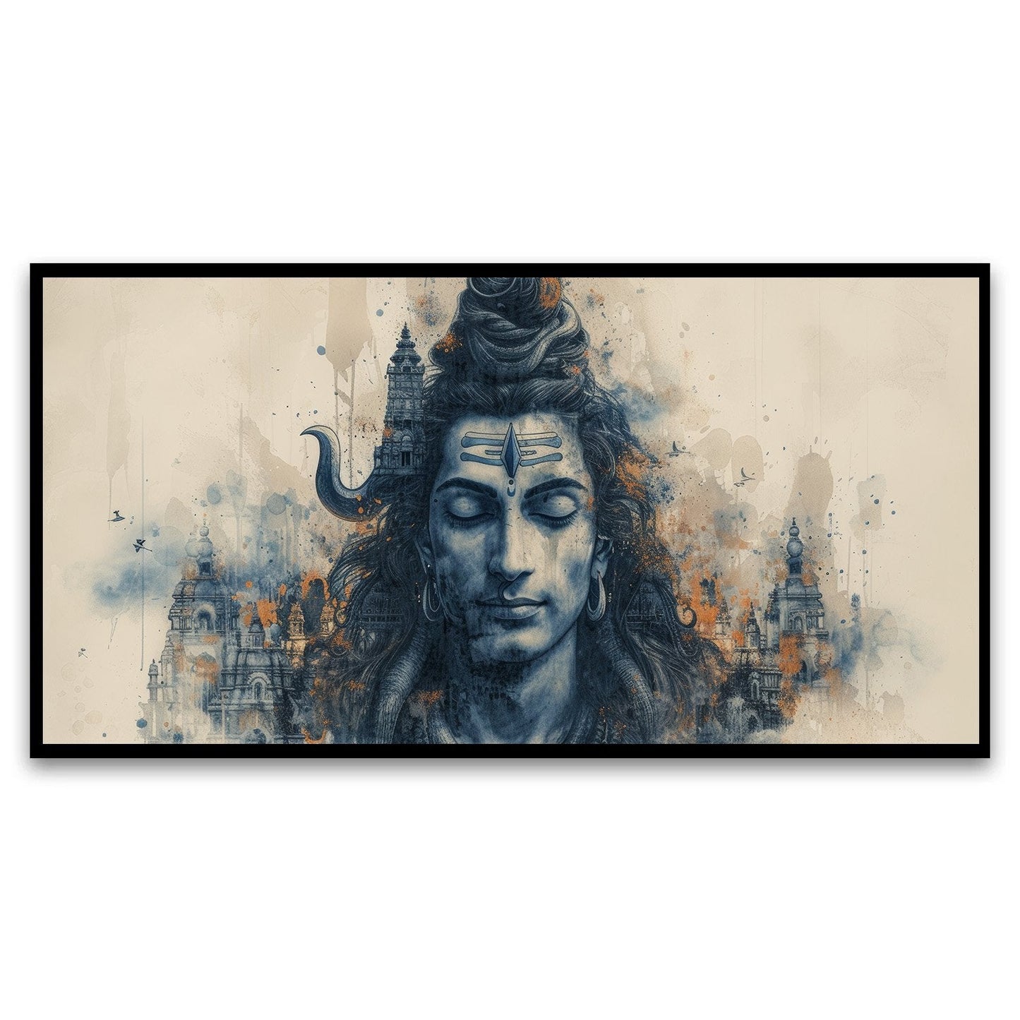 Canvas Myntra artistic-representation-hindu-deity-with-tears-trishula-motif Wall Painting for Living Room, Bedroom, Office.