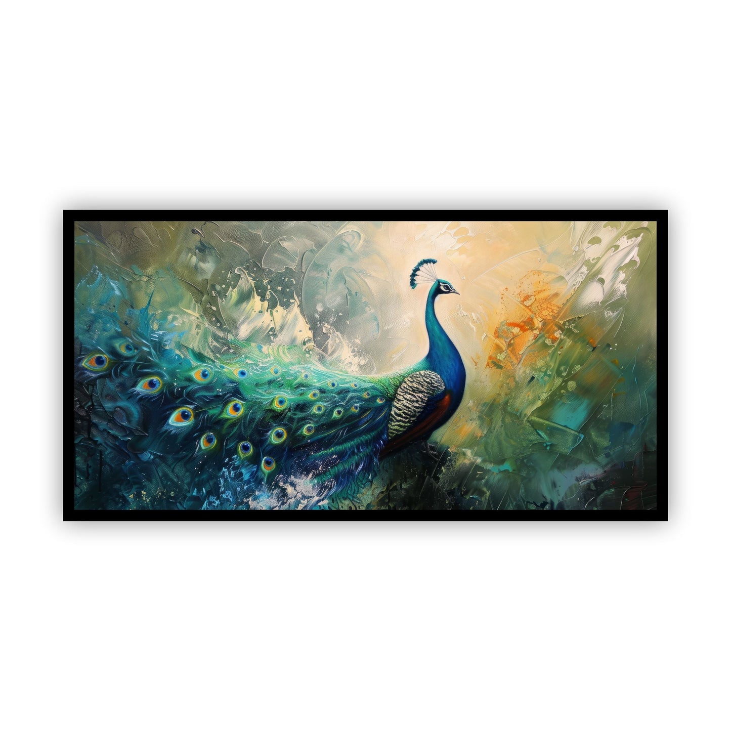 Peacock Wall Painting | Tranquil Home Decor by Canvas Myntra