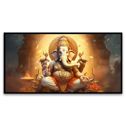 The Remover of Obstacles | Lord Ganesh Canvas | Wall Painting for Living Room, Bedroom, Office.