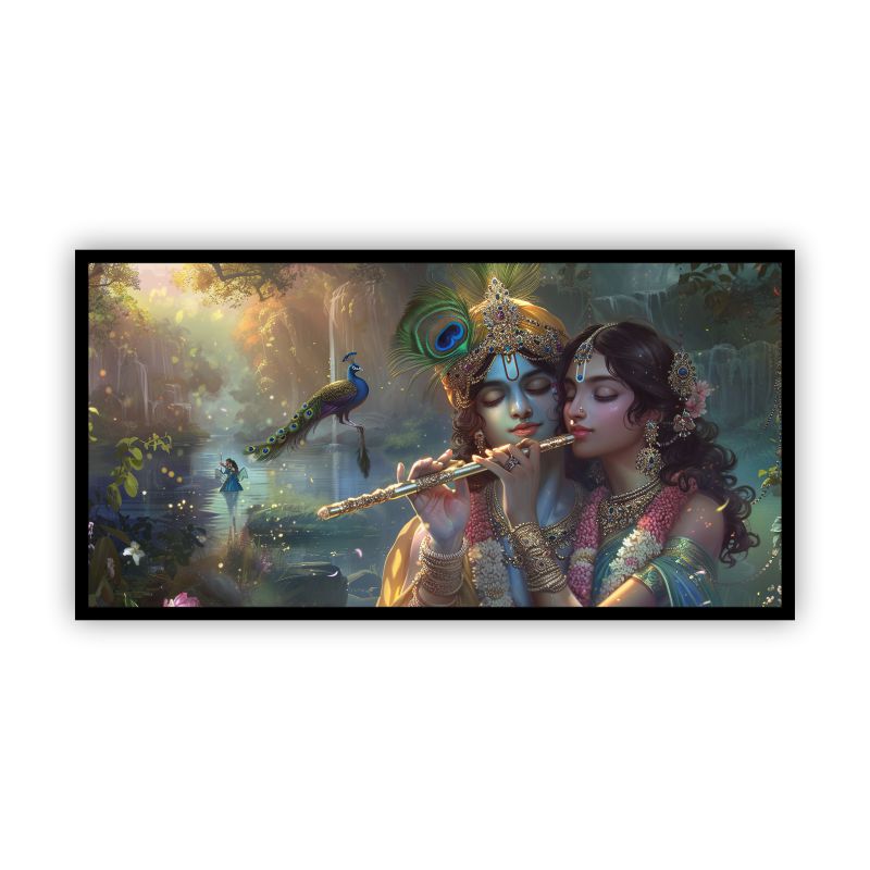 Radha Krishna Wall Painting | Tranquil Home Decor by Canvas Myntra