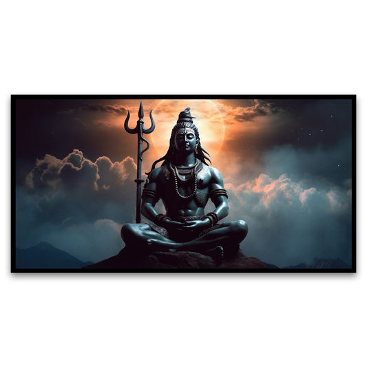 Canvas Myntra | Celestial Serenity | Shiva Under the Moon Canvas Art