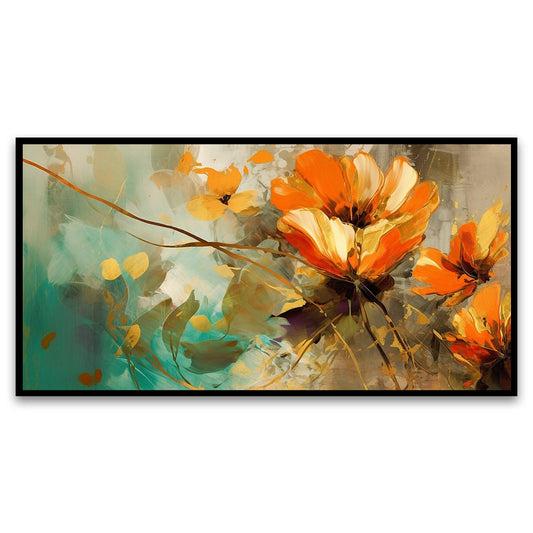 Textured Beauty | Gold-Touched Plant & Flower Canvas for Every Setting | Wall Painting