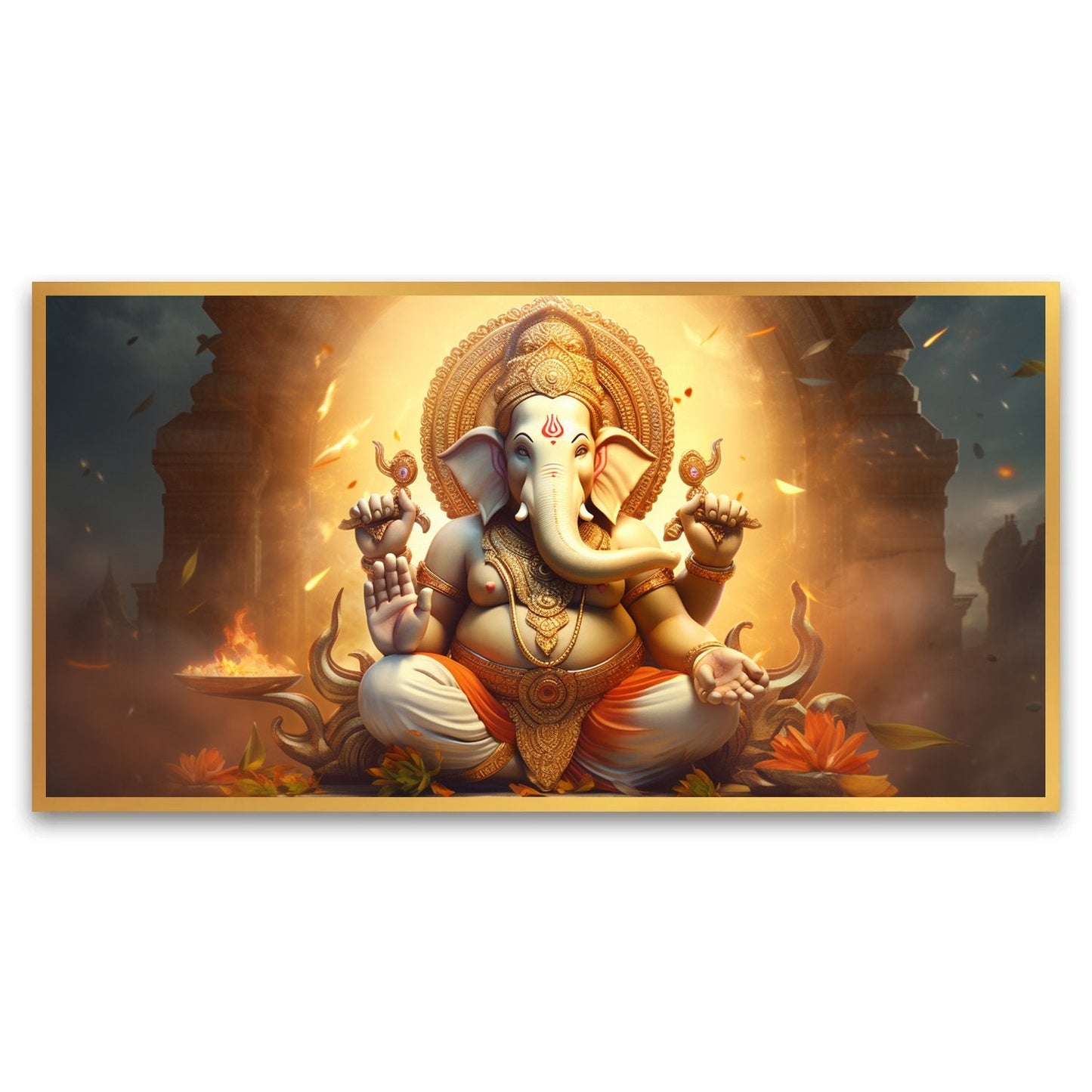 The Remover of Obstacles | Lord Ganesh Canvas | Wall Painting for Living Room, Bedroom, Office.