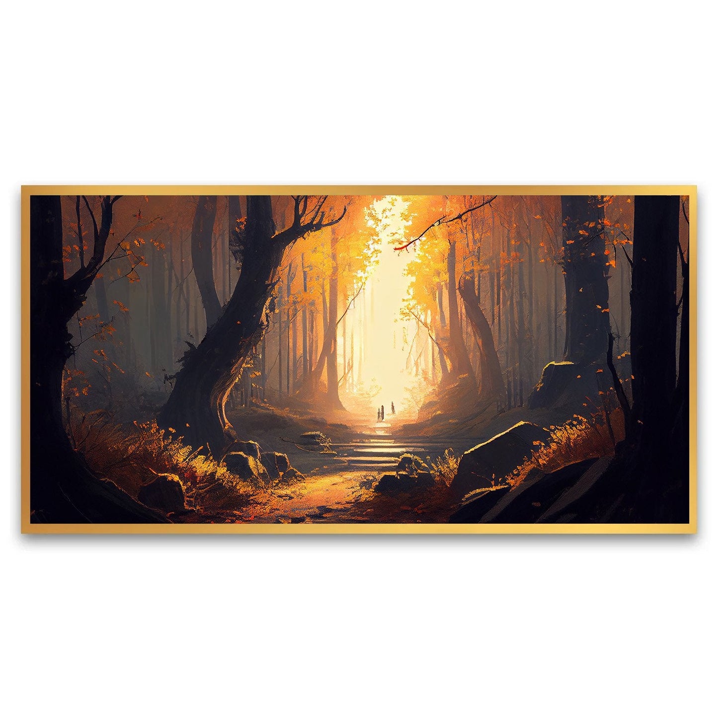 Canvas Myntra autumn-forest-acrylic-painting-spooky-mystery-dusk Wall Painting for Living Room, Bedroom, Office.