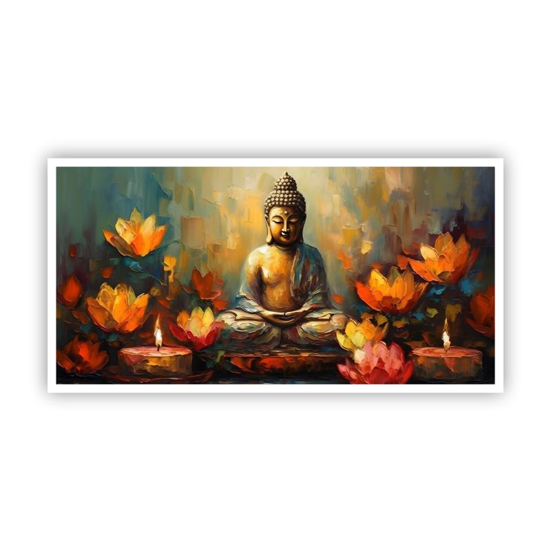 Decorative Gautam Buddha Painting | Tranquil Zen Wall Art for Serene Interiors