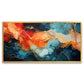 Canvas Myntra abstract-painting-blue-orange-swirl-with-gold Wall Painting for Living Room, Bedroom, Office.