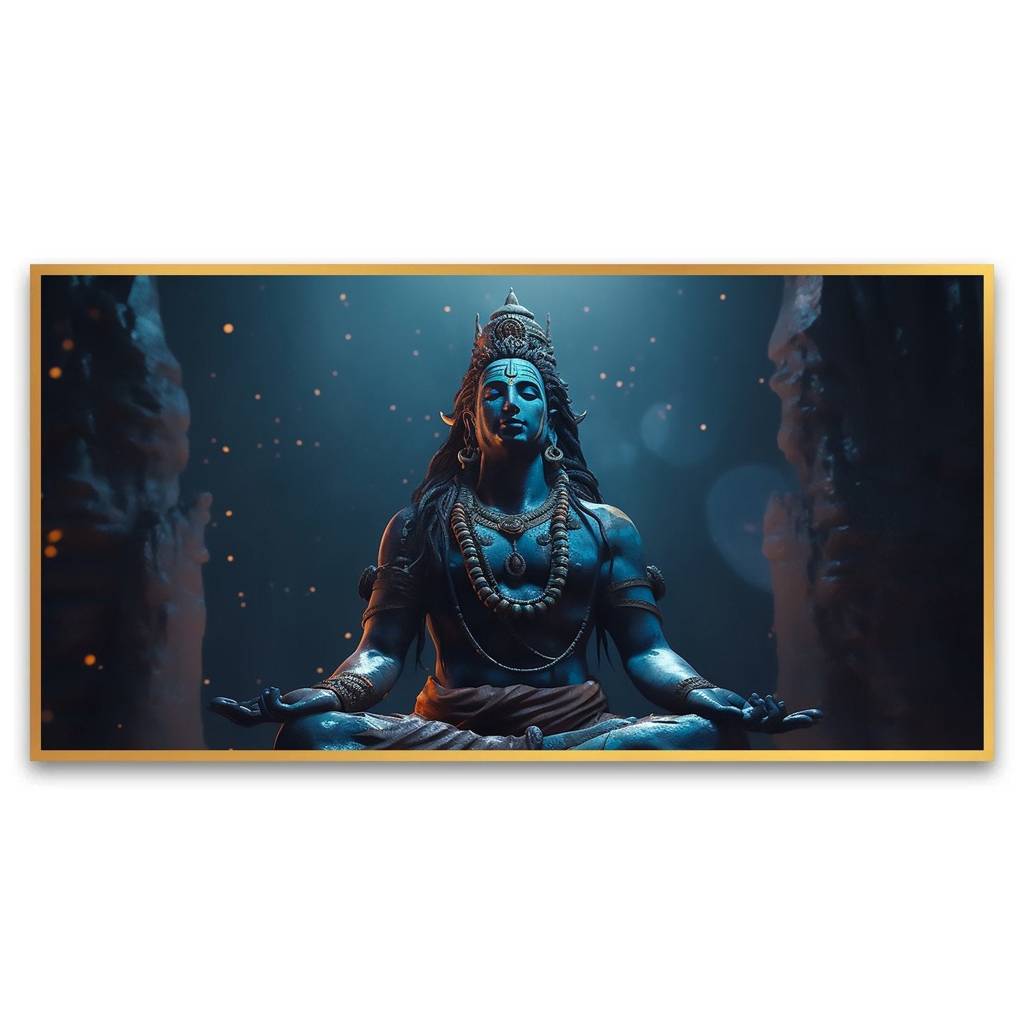 Meditative Blue | Lord Shiva in Lotus Position | Canvas Wall Painting