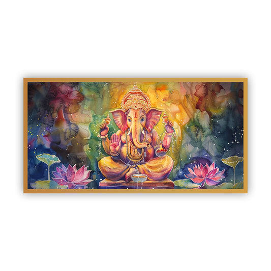 Peaceful Wisdom | Lord Ganesha Zen Painting | Spiritual Wall Art