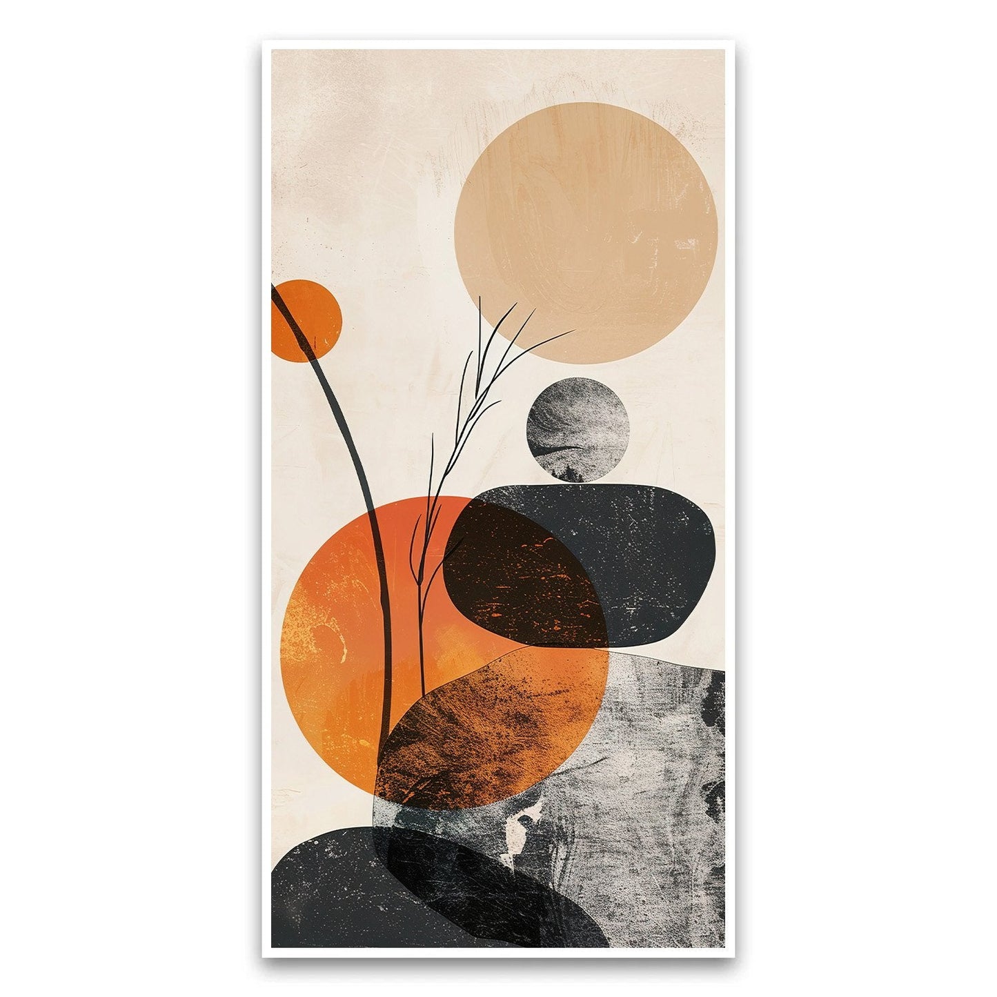 Canvas Myntra balanced-arrangement-gray-stones-with-orange-sun Canvas Wall Painting for Living Room, Bedroom, Office.