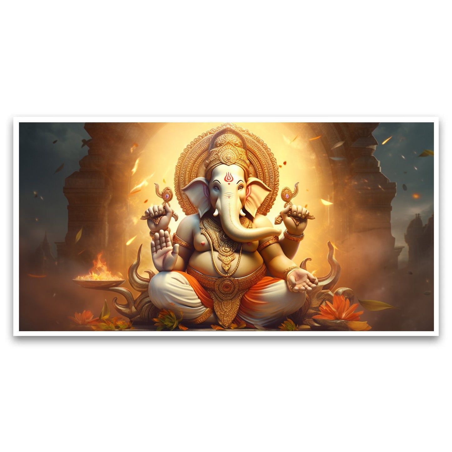 The Remover of Obstacles | Lord Ganesh Canvas | Wall Painting for Living Room, Bedroom, Office.