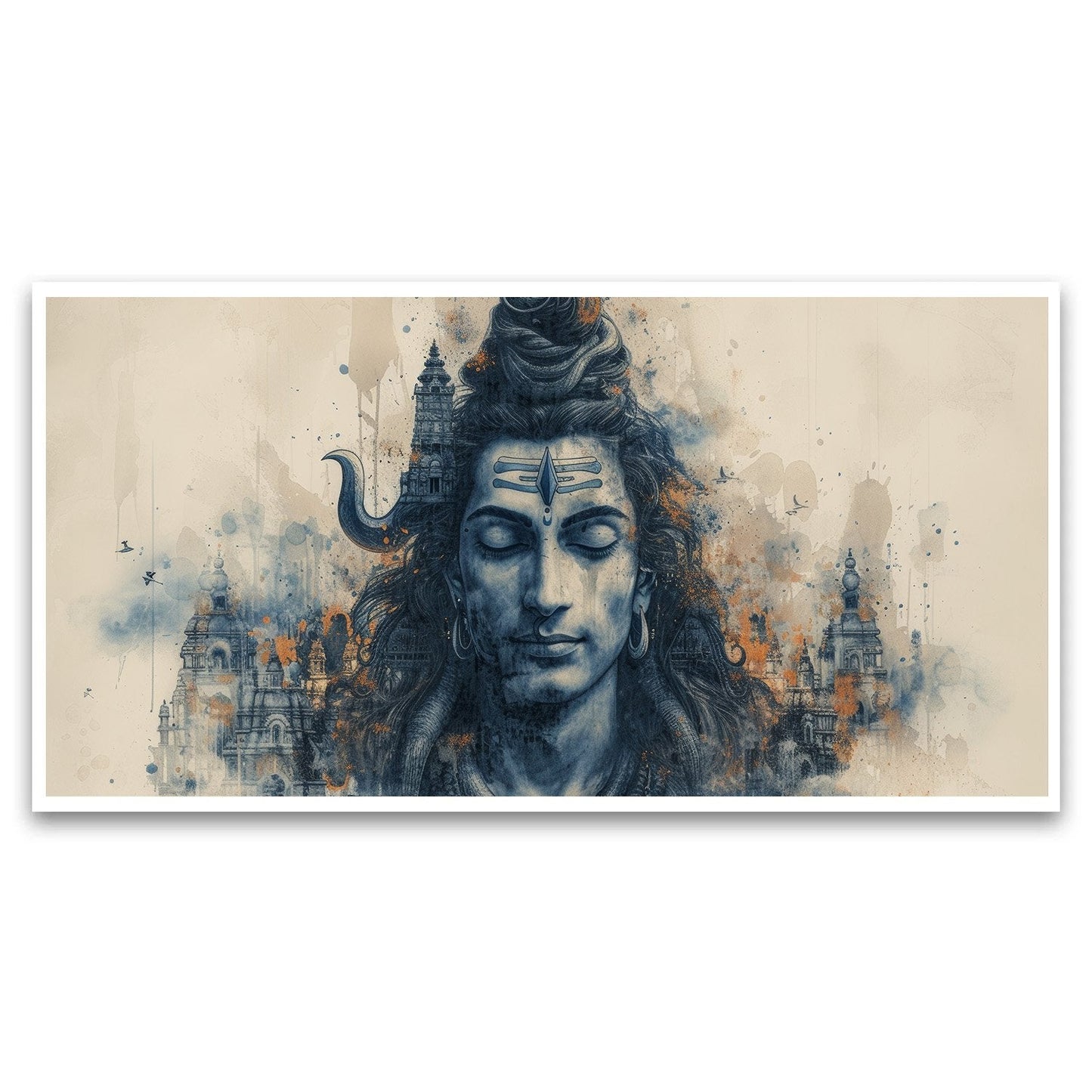 Canvas Myntra artistic-representation-hindu-deity-with-tears-trishula-motif Wall Painting for Living Room, Bedroom, Office.