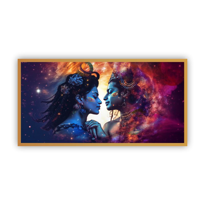 Canvas Myntra Radha Krishna Painting | Spiritual Wall Art for Meditation Spaces | Enhance Calm & Serenity