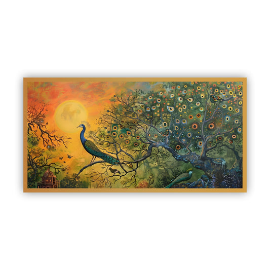 Canvas Myntra Peacock Painting - Wall Art for Tranquil Spaces