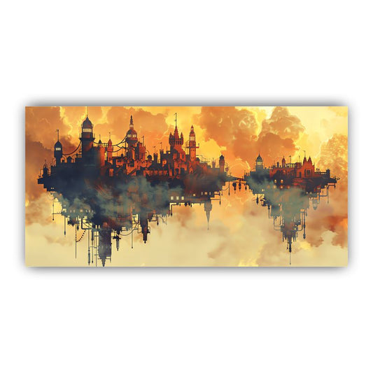 Stunning City Landscape Canvas Wall Art | Elegant Urban Skyline Painting for Home & Office Décor