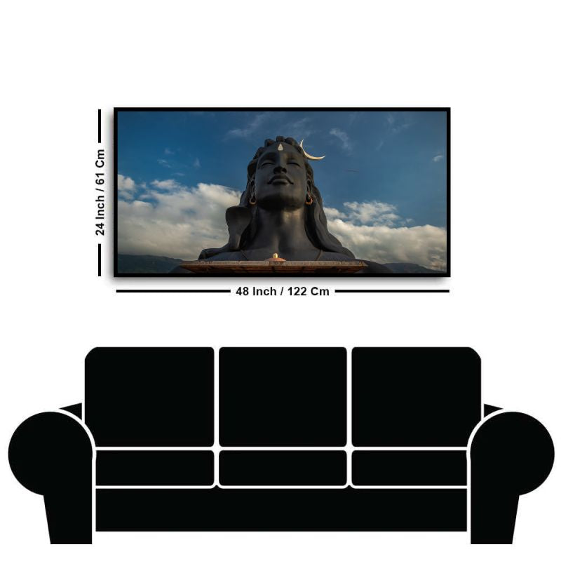 Divine Lord Shiva Adiyogi Wall Painting | Sky View Spiritual Canvas Art for Meditation & Home Décor