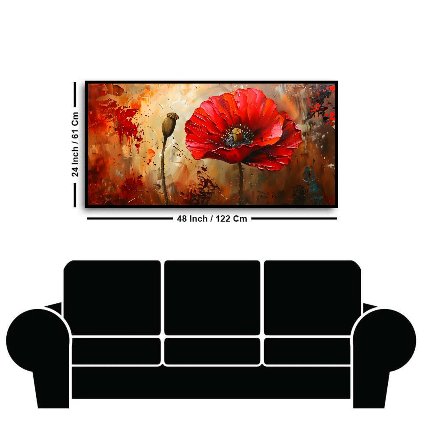 Elegant Floral Wall Art for Office & Living Room Decor | Modern Canvas Painting