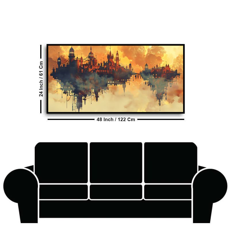 Stunning City Landscape Canvas Wall Art | Elegant Urban Skyline Painting for Home & Office Décor