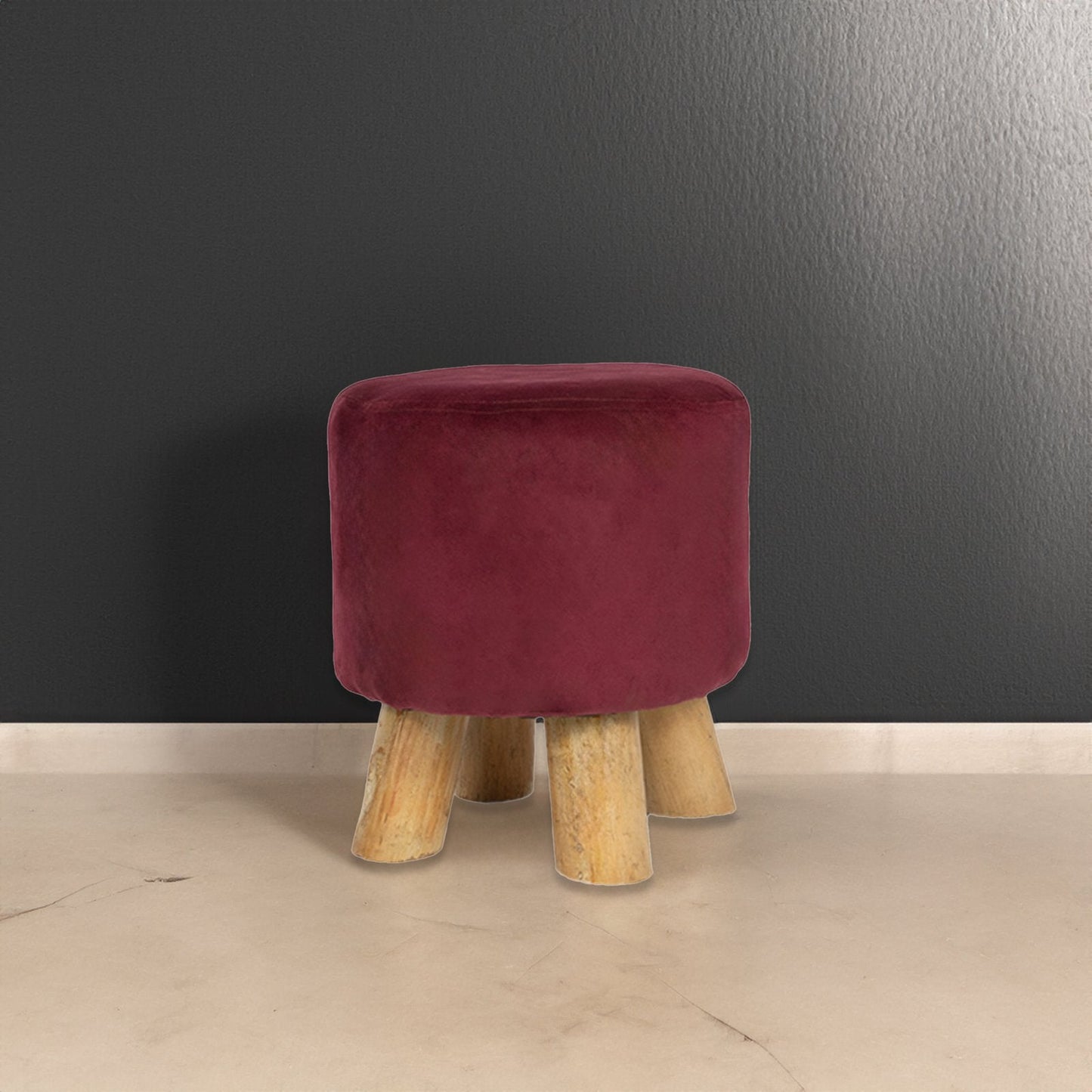 Red soft Ottoman Pouffy with heavy Legs