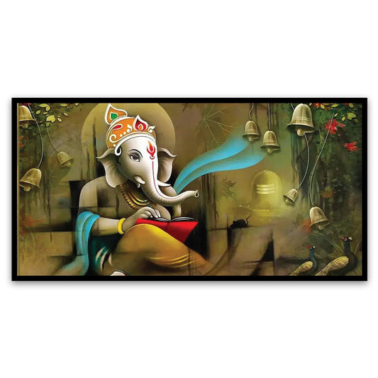 Beautiful Divine Ganesha Canvas Framed Wall Painting