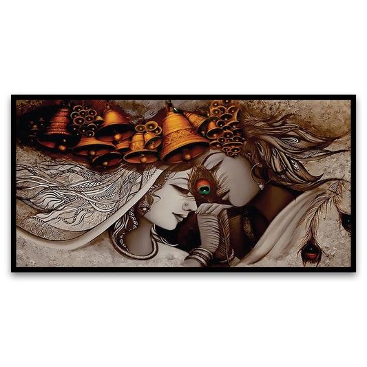 Radha Krishna Floating Framed Canvas Wall Painting