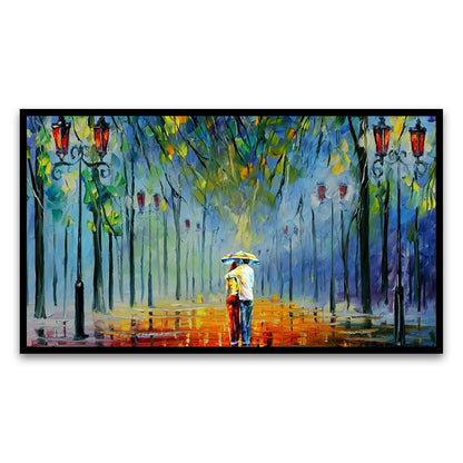 Love Couple Scenery Floating Framed Canvas Wall Painting