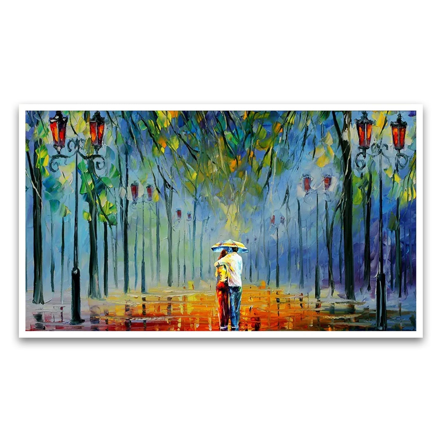 Love Couple Scenery Floating Framed Canvas Wall Painting