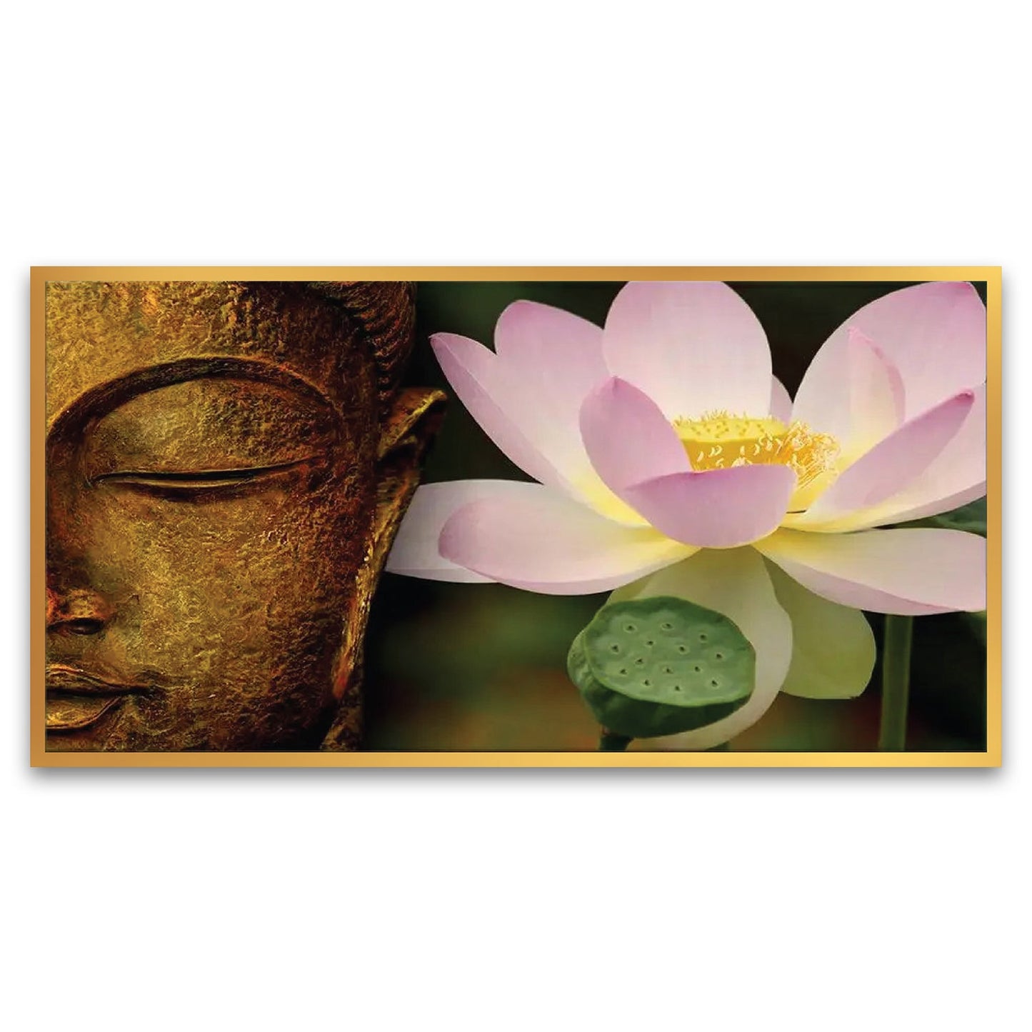 Lord Buddha with Lotus Spiritual Floating Framed Canvas Wall Painting