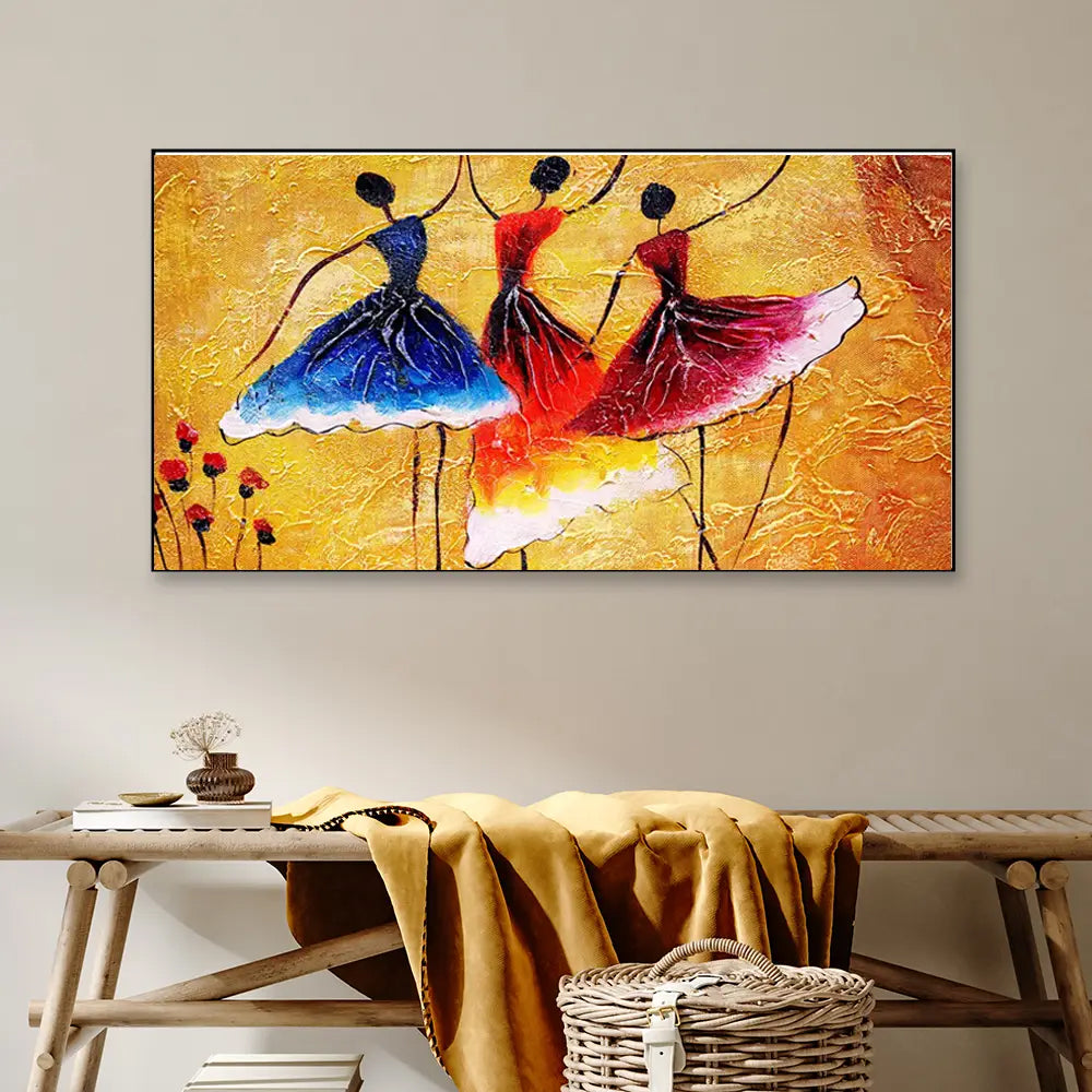 Spanish Ballerinas Dancing Dall Floating Framed Canvas Wall Painting