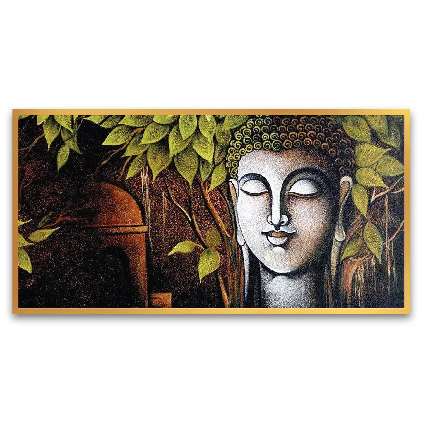 The Buddha and the Bodhi Tree Floating Framed Canvas Wall Painting