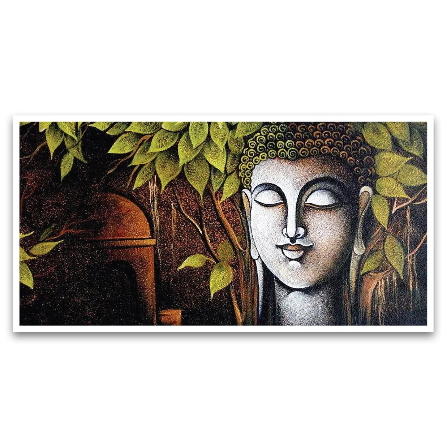 The Buddha and the Bodhi Tree Floating Framed Canvas Wall Painting