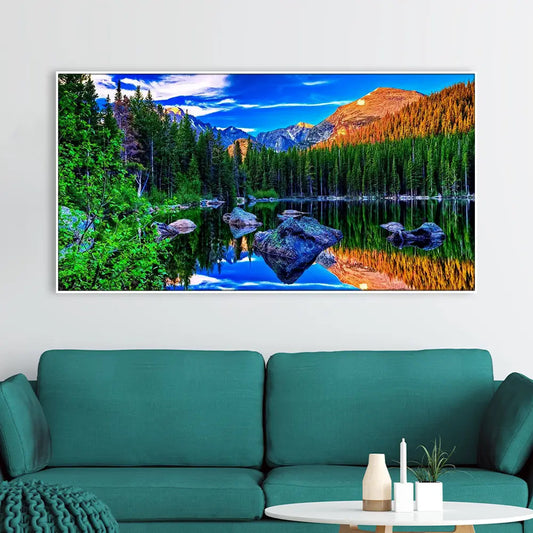 Mountain Natural Scenery Floating Framed Canvas Wall Painting