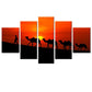 Rajasthani Camel Sunset 5 Pieces Abstract Scenery Canvas Framed Wall Painting for Living Room, Bedroom, Office Wall Decoration