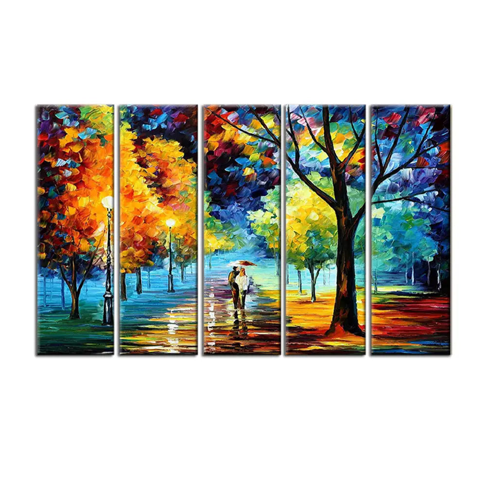 Love Couple in Forest Multiple Framed Canvas Wall Painting for Living Room, Bedroom, Office Wall Decoration(24" H x 8" W Each panel)