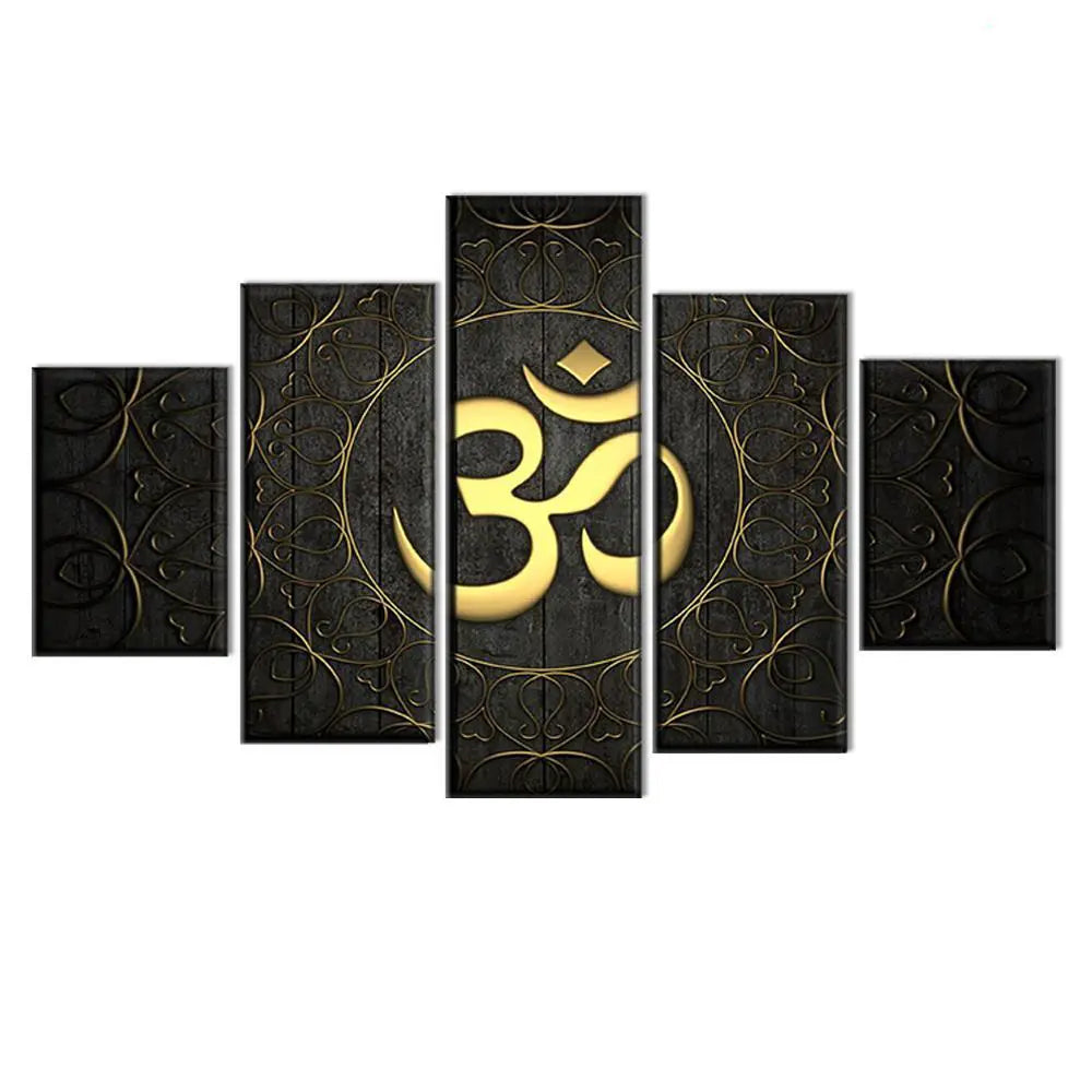 Om Symbol of Lord Shiva Multi Framed Canvas Wall Painting for Living Room, Bedroom, Office Wall Decoration