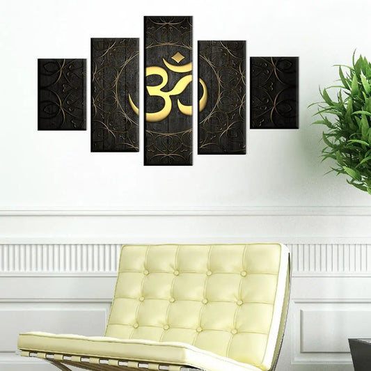 Om Symbol of Lord Shiva Multi Framed Canvas Wall Painting for Living Room, Bedroom, Office Wall Decoration