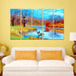 Nature's Serenity Multiple Wooden Framed Canvas Wall Painting of Beautiful Landscape Scenery for Home and Office Décor