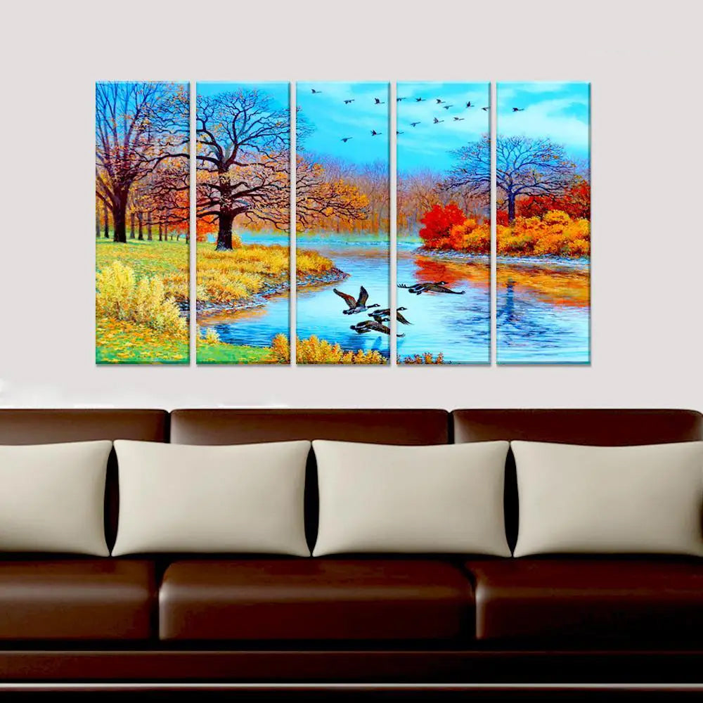 Nature's Serenity Multiple Wooden Framed Canvas Wall Painting of Beautiful Landscape Scenery for Home and Office Décor