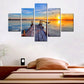 Golden Horizon Beach Sunset Multi Frame Scenery Canvas Wall Painting for Living Room, Bedroom, and Office Wall Décor