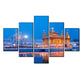 Spiritual Radiance 5 Piece Golden Temple Multi Frame Canvas Wall Painting for Home and Office Decor