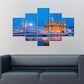 Spiritual Radiance 5 Piece Golden Temple Multi Frame Canvas Wall Painting for Home and Office Decor