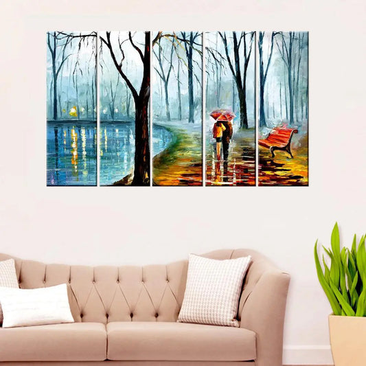 Eternal Romance | 5-Piece Love Couple Modern Art Canvas Print Multi Frame Wall Painting