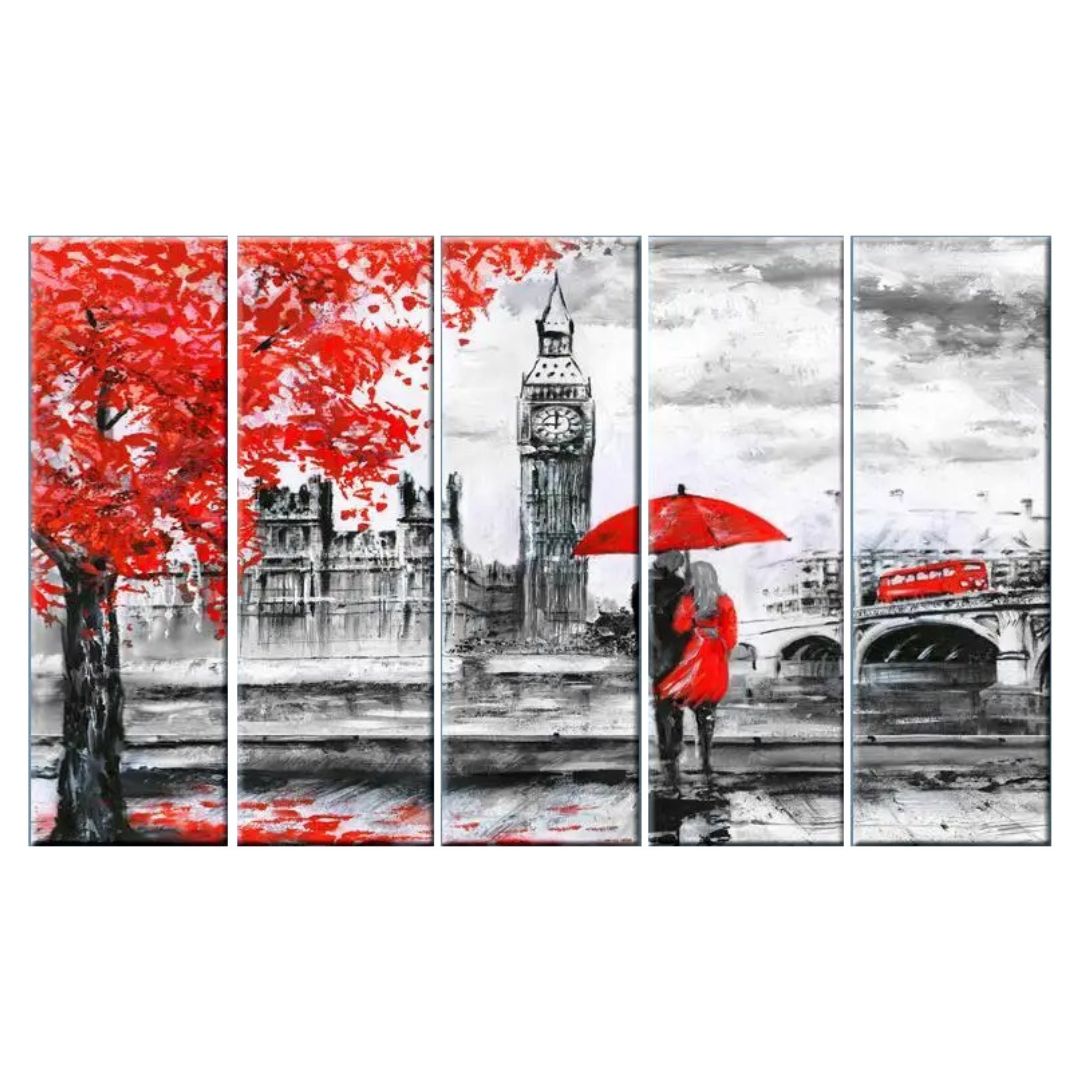 Eternal Love in Monochrome | 5-Piece Romantic Black and White Canvas Print Multi-Frame Wall Art