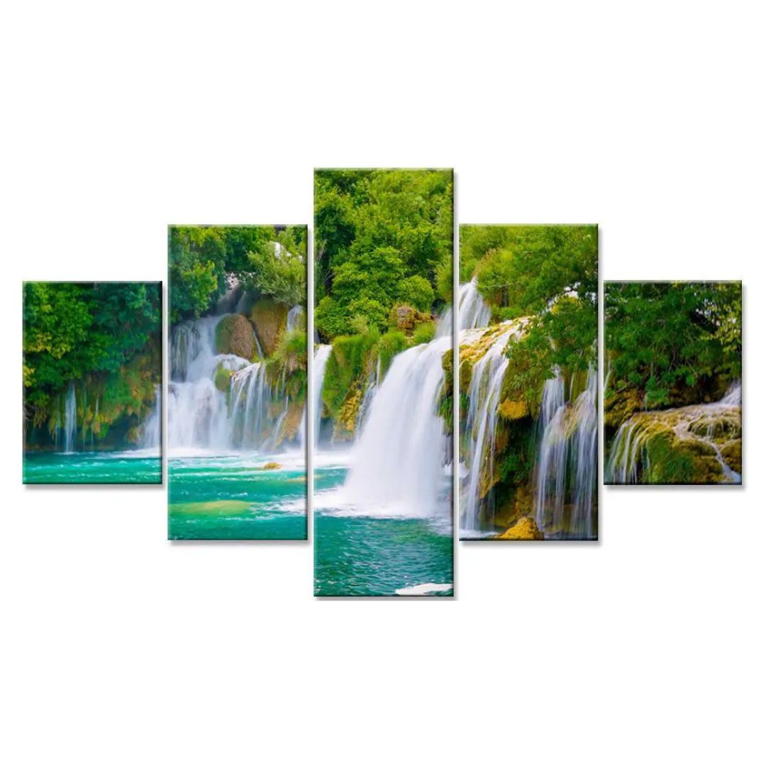 Nature's Serenade Beautiful Magical Waterfalls Multi Frame Canvas Wall Painting for Home and Office Decor