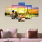 Romantic Sunset Love Couple 5 Piece Multi Frame Canvas Wall Painting for Home and Office Decor