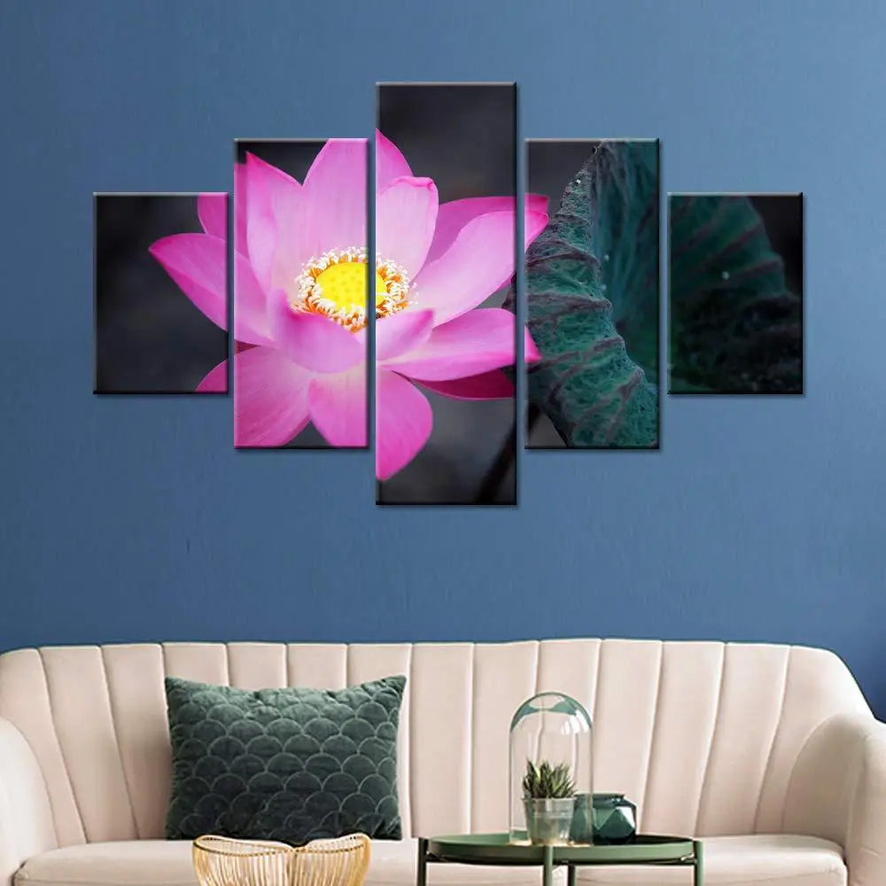 Elegant Pink Lotus Flower Multi Frame Canvas Wall Painting | Serene Home Décor Art