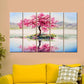 Gorgeous Pink Cherry Blossom Tree 5-Piece Multicolour Canvas Wall Painting for Elegant Home & Office Decor