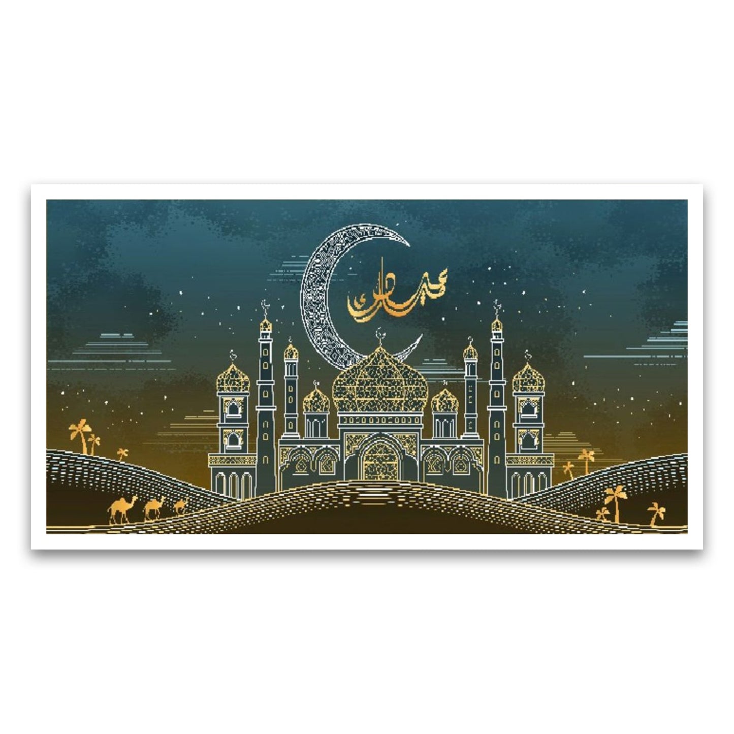 Sacred Sanctuary Mosque Floating Frame Canvas Wall Painting