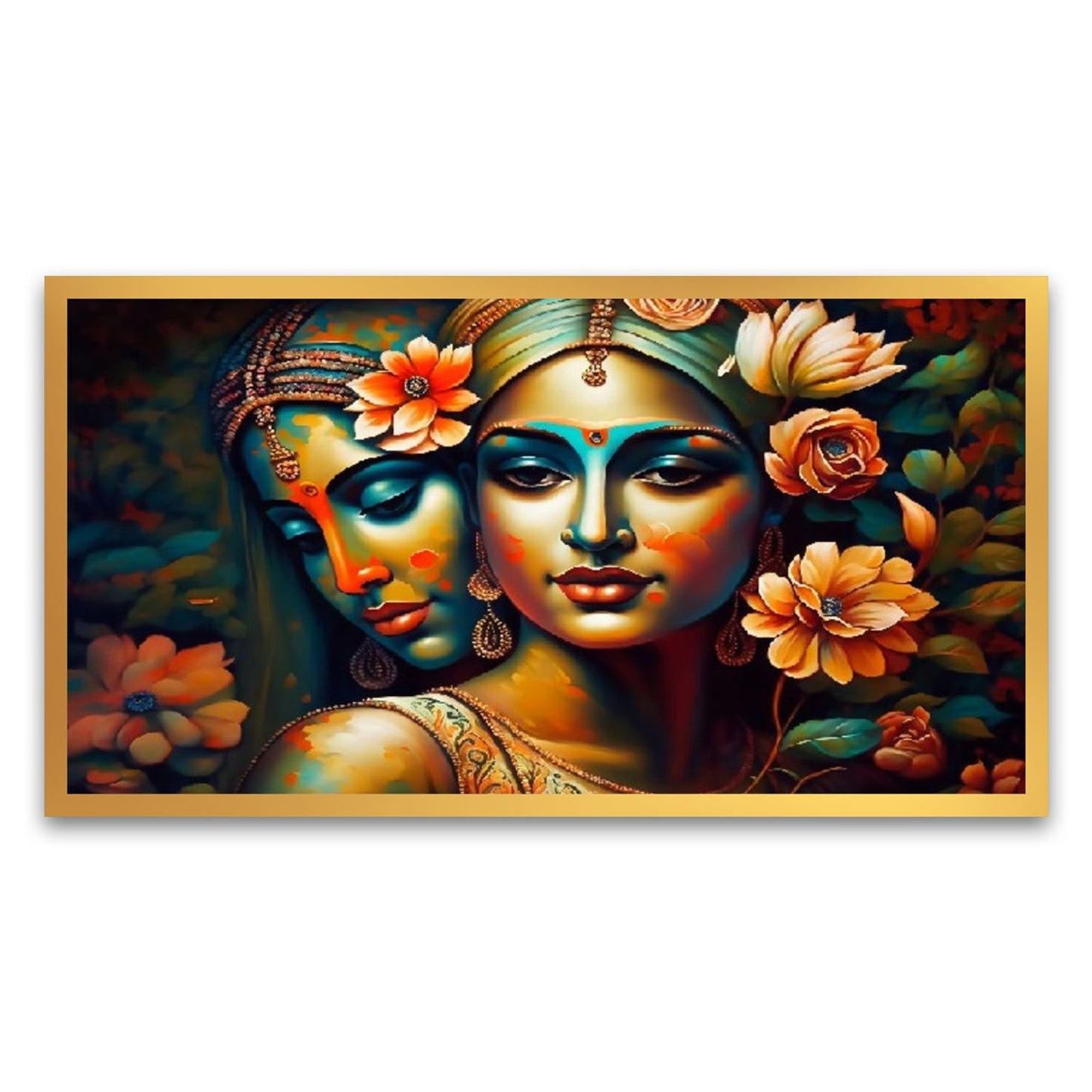 Eternal Love Radha Krishna Floating Frame Canvas Wall Painting