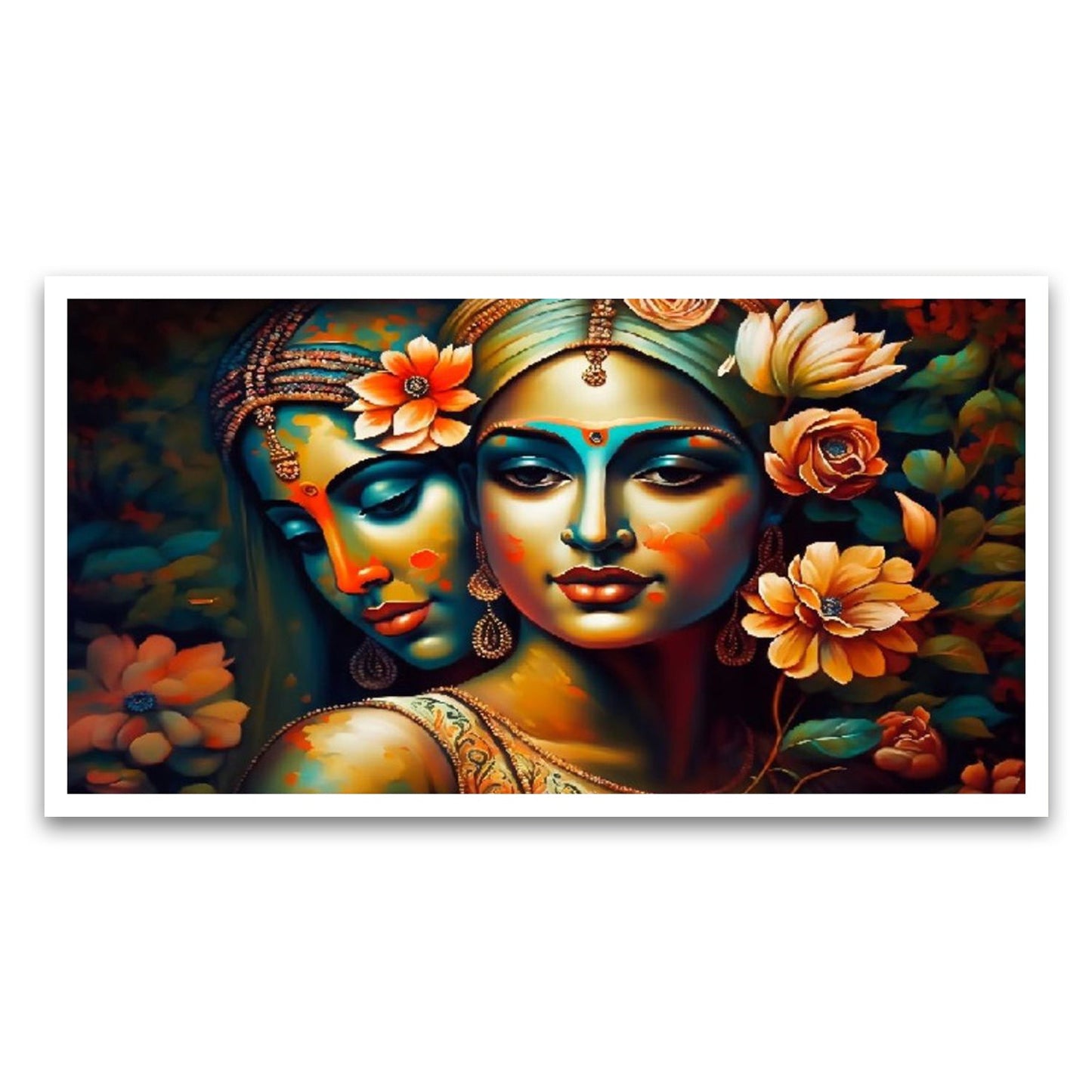 Eternal Love Radha Krishna Floating Frame Canvas Wall Painting