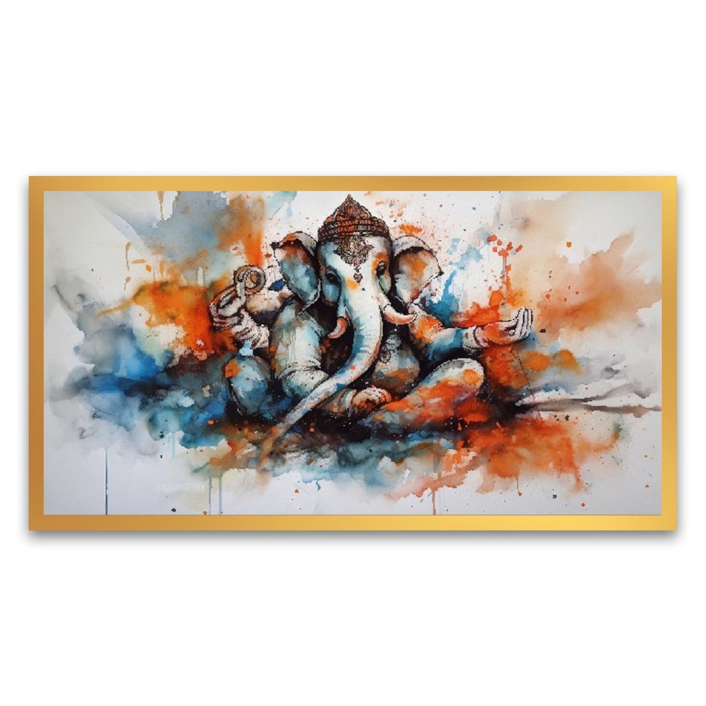 Sacred Blessings Lord Ganesh Canvas Floating Framed Wall Painting